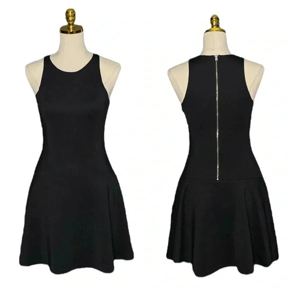 ABERCROMBIE & FITCH | Black Neoprene Scuba Knit Fit & Flare Skater Dress Size M - Picture 4 of 9